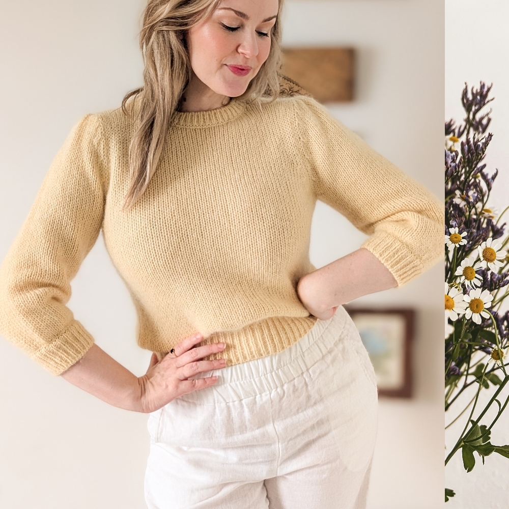 80s Yellow Mohair Vintage Crew Neck Sweater